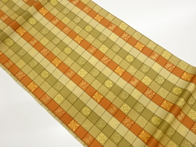 JAPANESE HIRAKI NAGOYA OBI / WOVEN FLOWERS